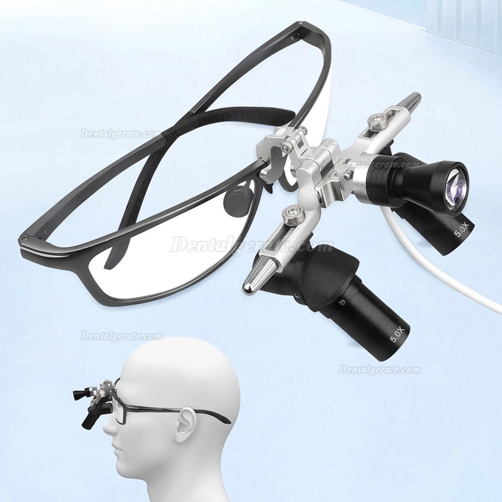 5,0-fach Dental Flip-up Ergonomic Lupenbrille mit Einstellbarem Pupillenabstand und 5 W LED-Licht
